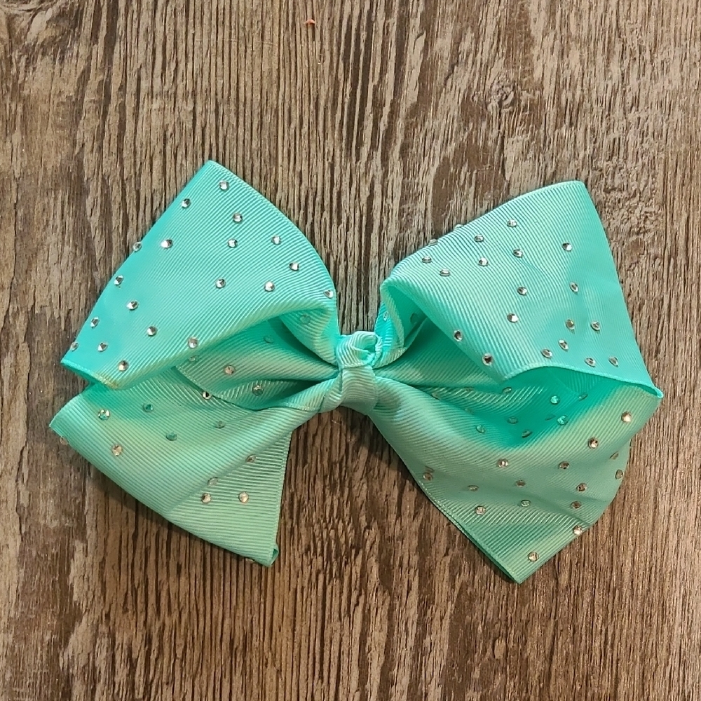 Aqua Bow with Rhinestones